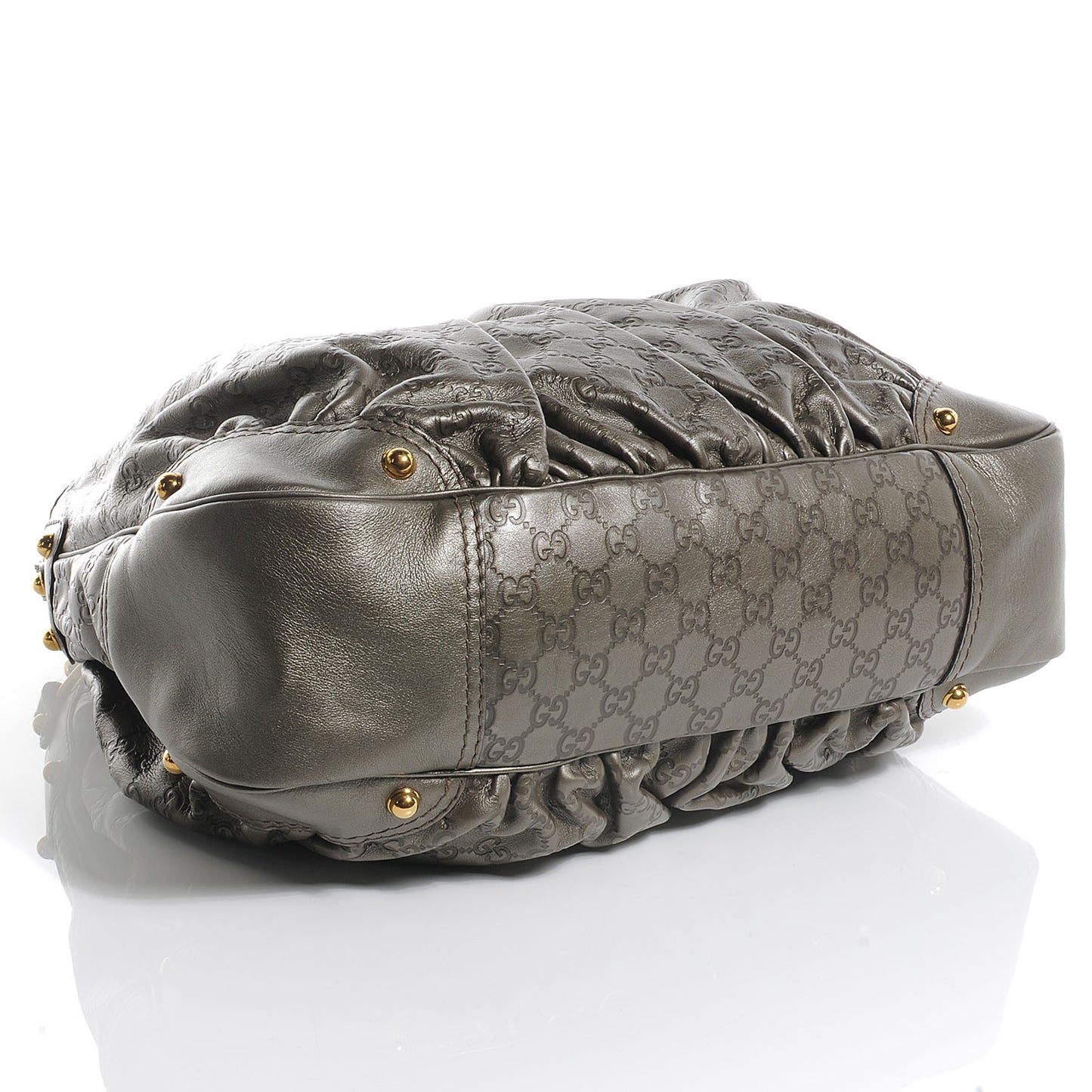 Guccissima Large Jockey Hobo Metallic Grey
