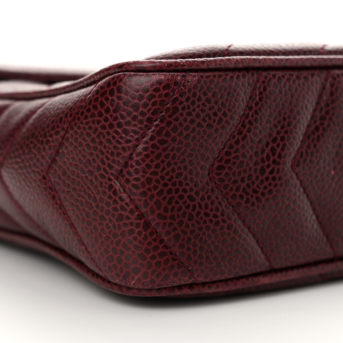 Caviar Chevron Quilted Tassel Camera Case Burgundy