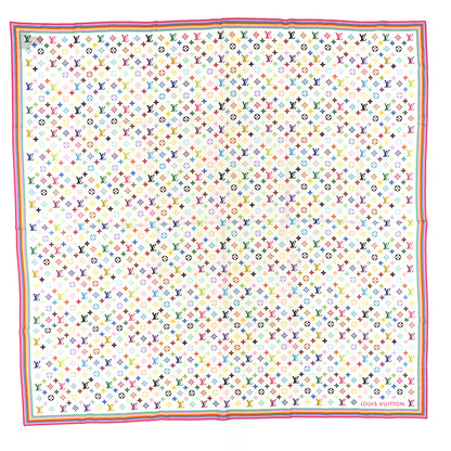 Louis Vuitton LV X TM Silk Wool Monogram Multicolor Square Scarf 90 White 1 of 6