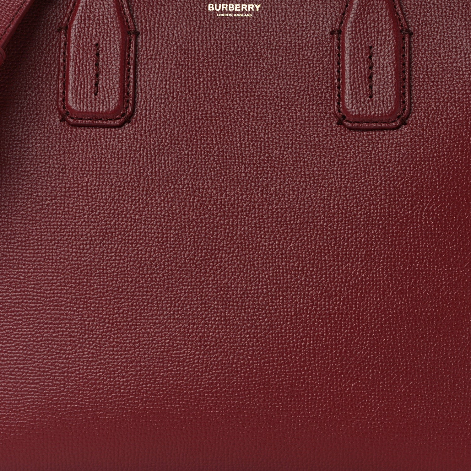 Burberry Grainy Calfskin House Check Medium Banner Tote Mahogany Red 9 of 11