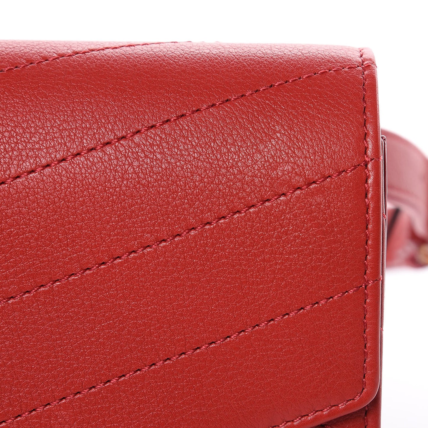 Calfskin Chevron Stitched Coco Waist Bag Red