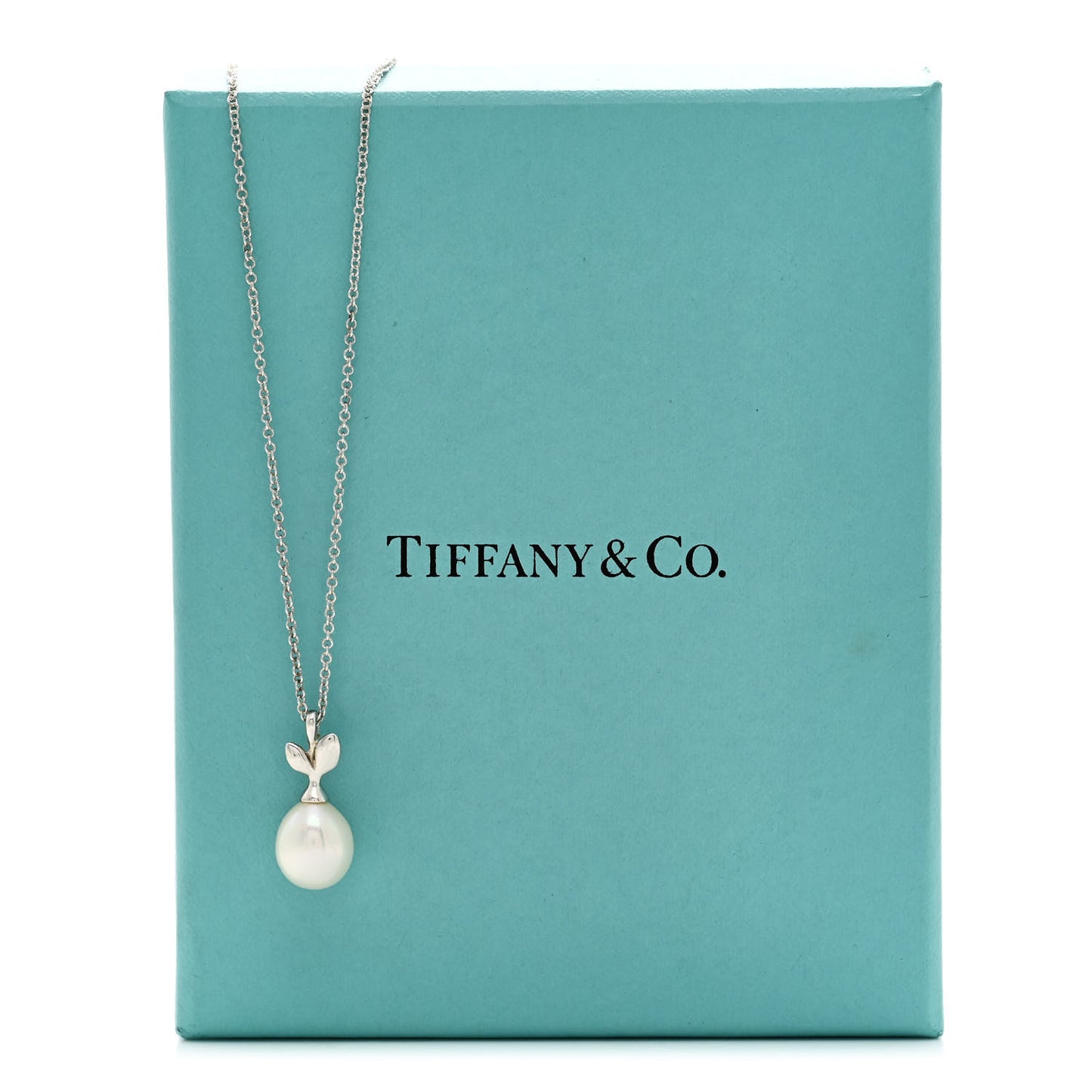 Sterling Silver Cultured Pearl Paloma Picasso Olive Leaf Drop Pendant Necklace