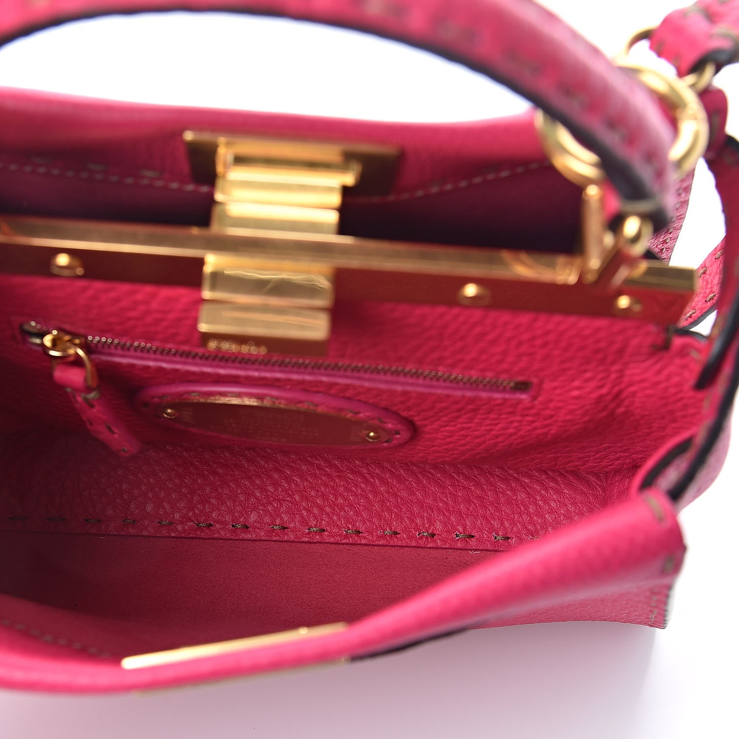 Fendi Cuoio Romano Selleria Mini Peekaboo Iconic Satchel Fuxia 6 of 10