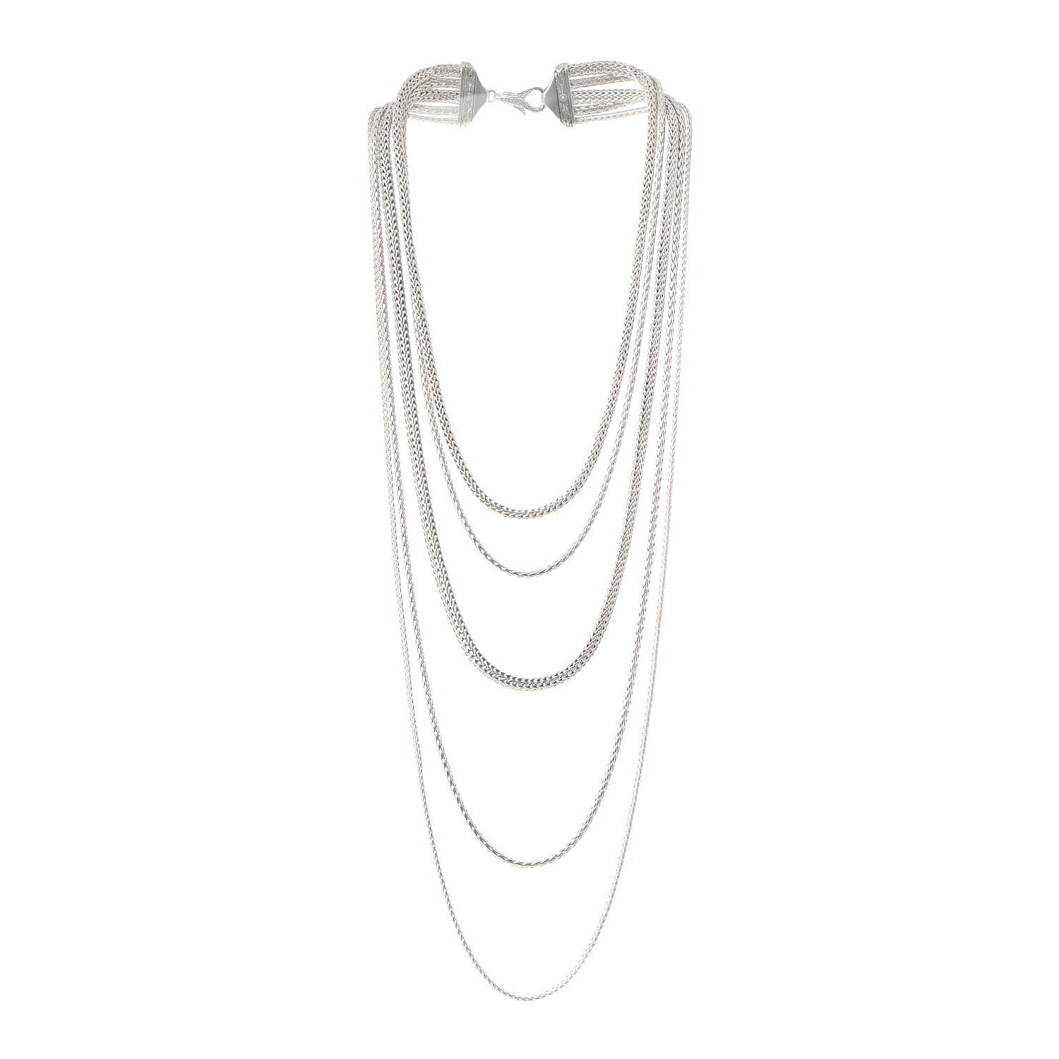 John Hardy Sterling Silver Classic Chain 5 Row Necklace 3 of 5