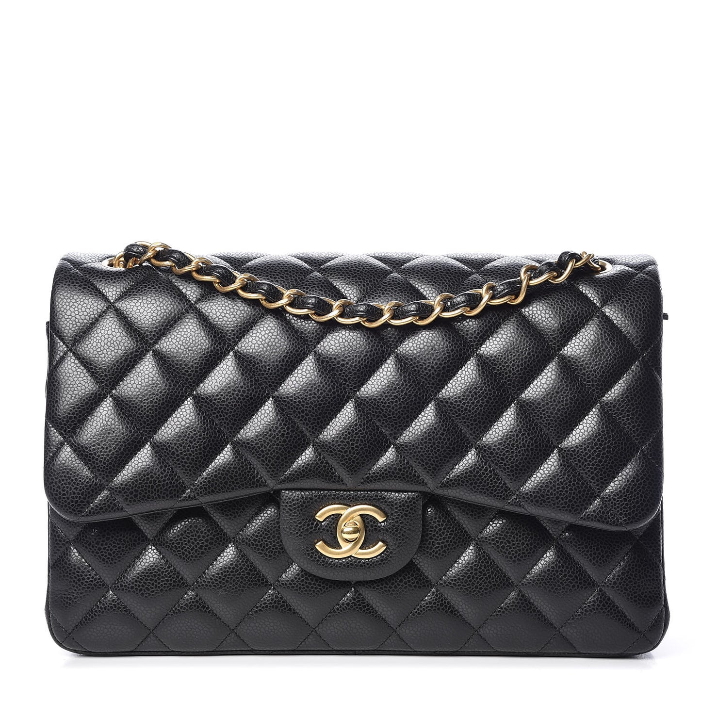 Caviar Quilted Jumbo Double Flap Black