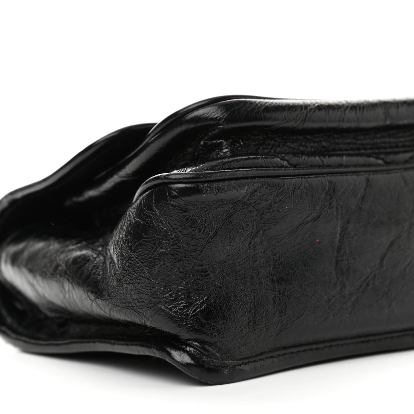 Crinkled Calfskin Matelasse Monogram Baby Niki Chain Satchel Black