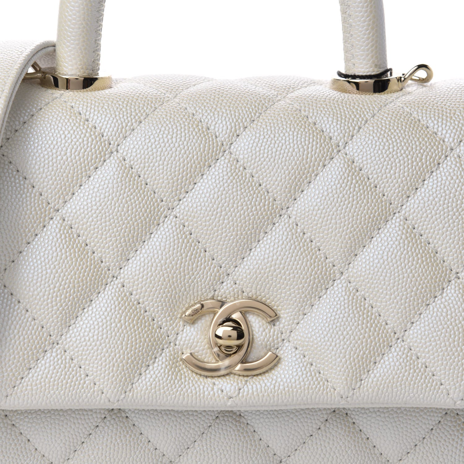 Chanel Iridescent Caviar Quilted Extra Mini Coco Handle Flap White 10 of 11