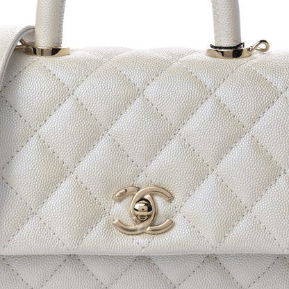 Chanel Iridescent Caviar Quilted Extra Mini Coco Handle Flap White 10 of 11