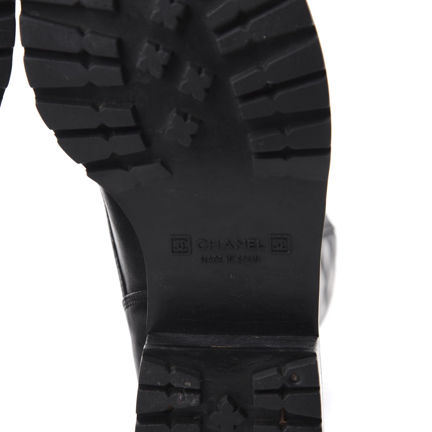 Calfskin Quilted Lace Up Combat Boots 40 Black