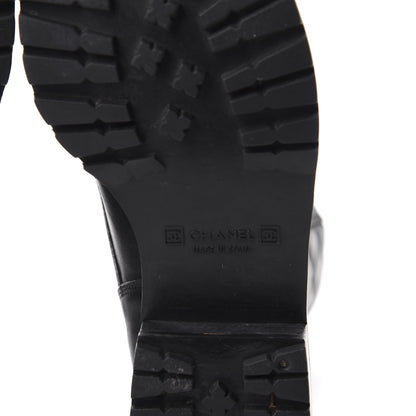 Chanel Calfskin Quilted Lace Up Combat Boots 40 Black 8 of 9
