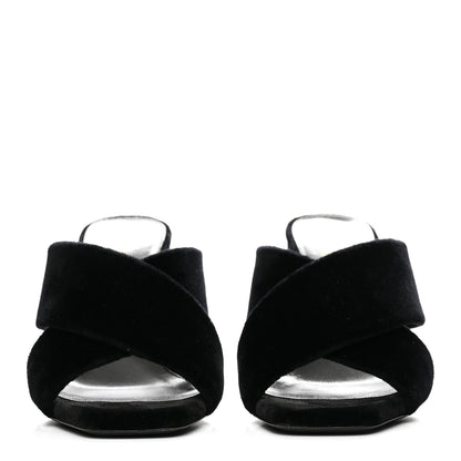 Saint Laurent Velvet LouLou Mules 36 Black 3 of 9