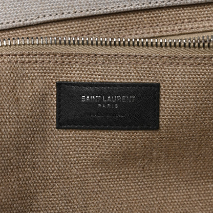Saint Laurent Linen Calfskin Rive Gauche Tote Optic White 6 of 8