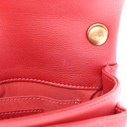 Chanel Metallic Calfskin Quilted Top Handle Flap Dark Pink 11 of 14