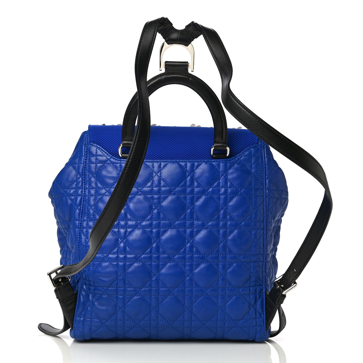 Christian Dior Lambskin Mesh Cannage Embroidered Large Stardust Backpack Blue 4 of 19