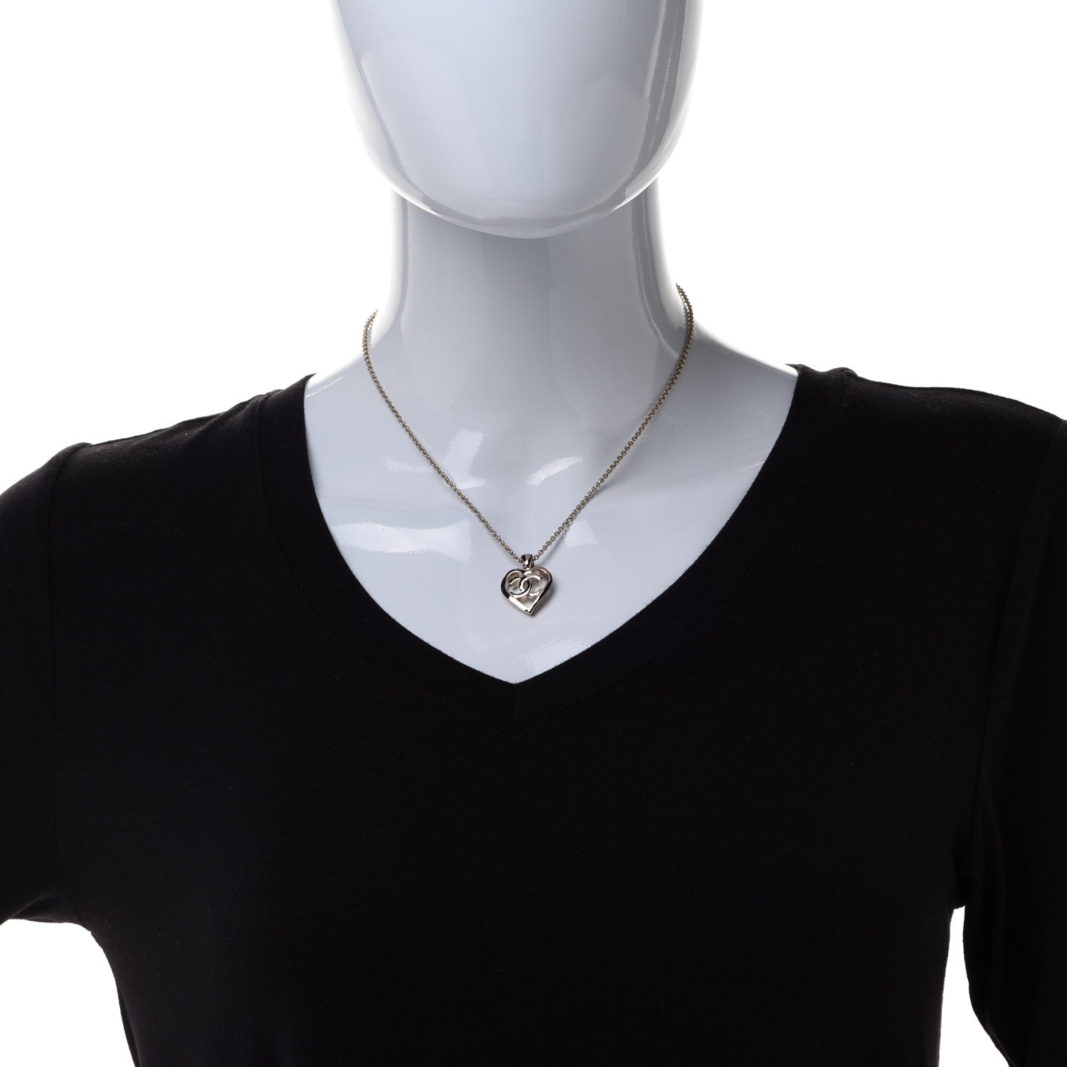 Chanel CC Heart Chain Pendant Necklace Gold 2 of 6