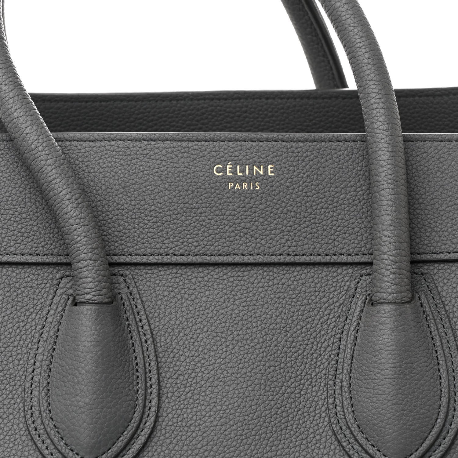 Celine Drummed Calfskin Mini Luggage Kohl 8 of 10