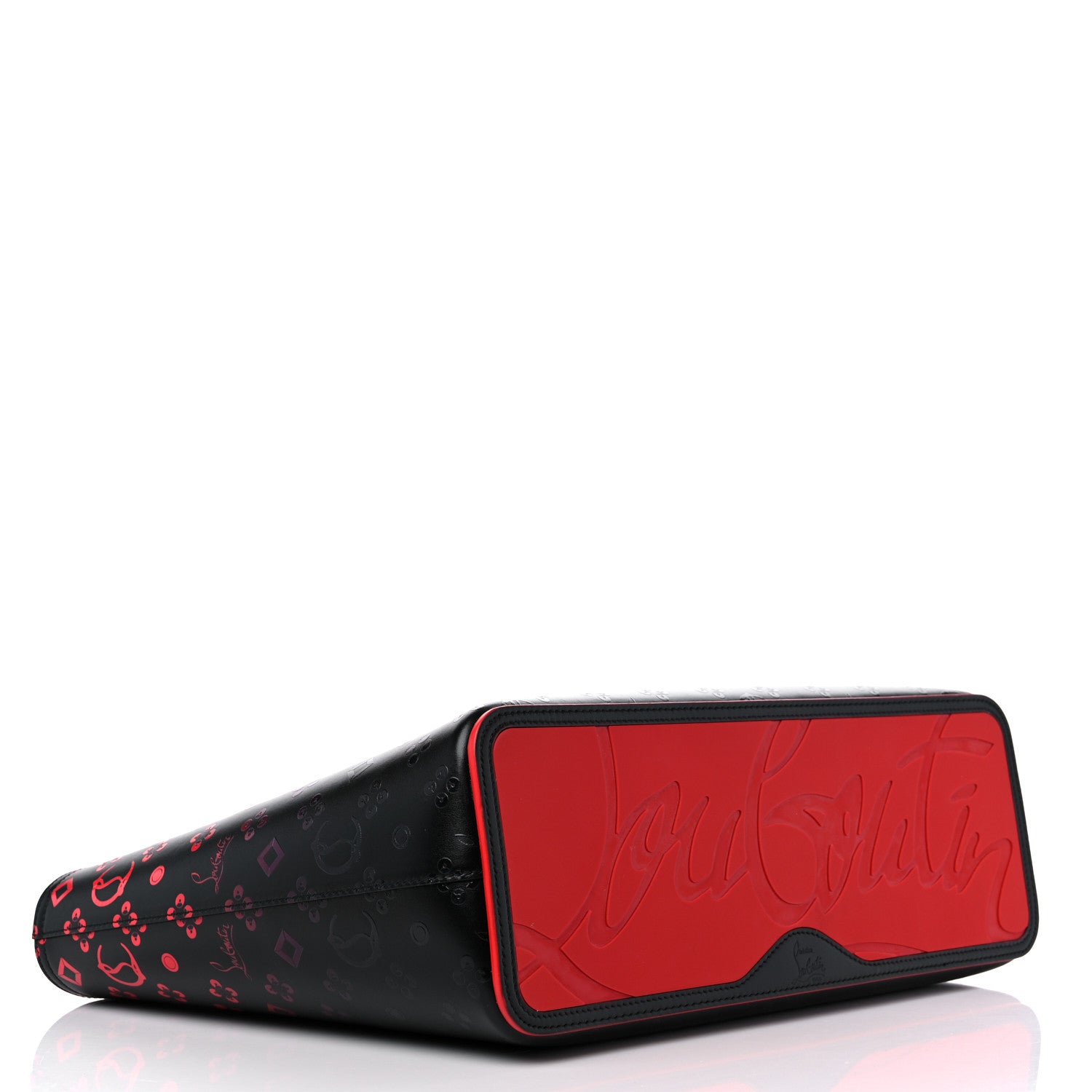 Christian Louboutin Perforated Calfskin Degrade Loubinthesky East West Cabata Tote Black Red 4 of 10