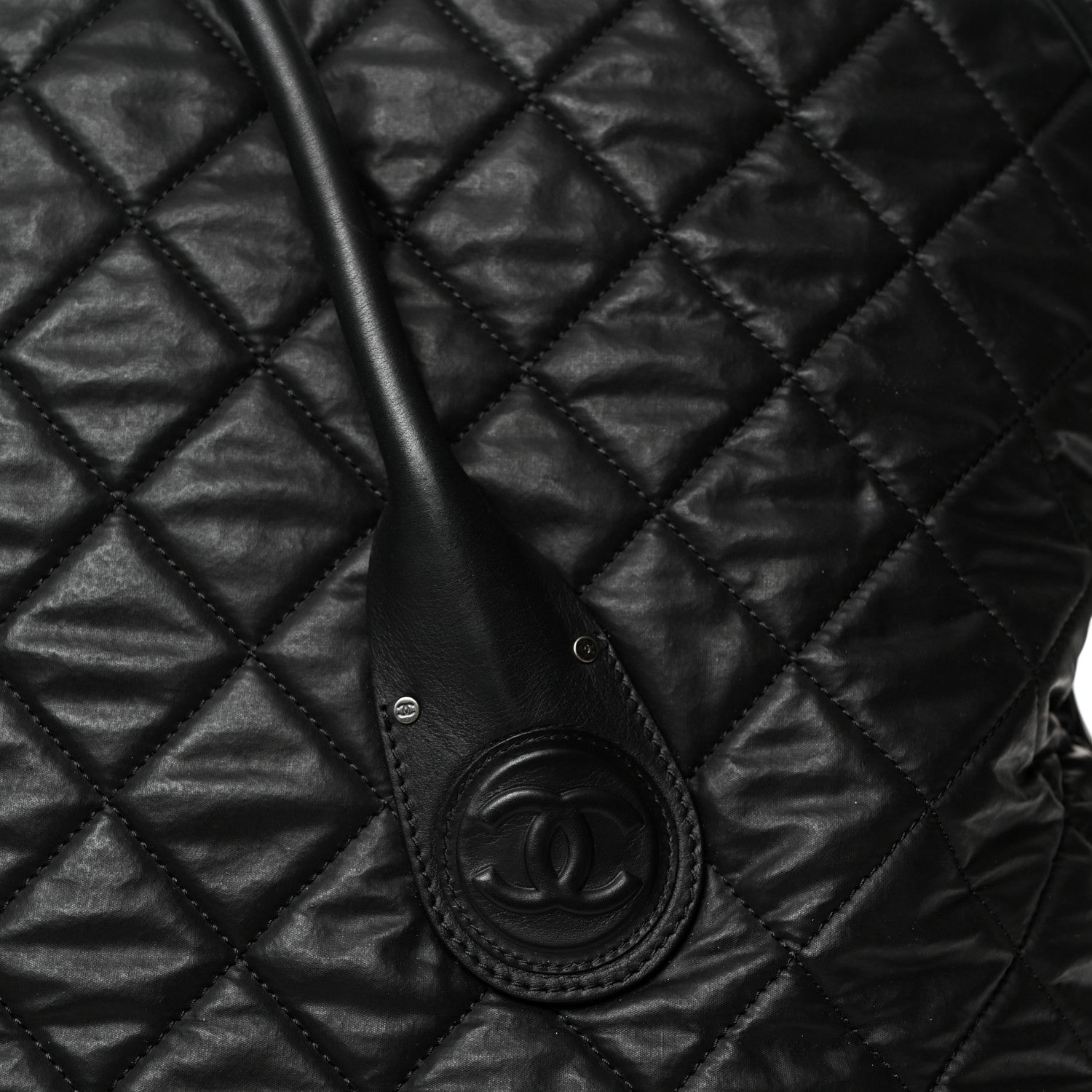 Chanel Coated Canvas Quilted Large Garment Travel Bag Black 5 of 9