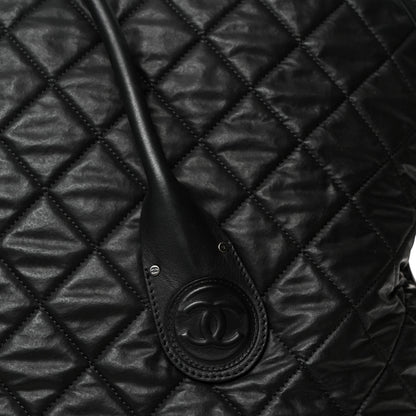 Chanel Coated Canvas Quilted Large Garment Travel Bag Black 5 of 9