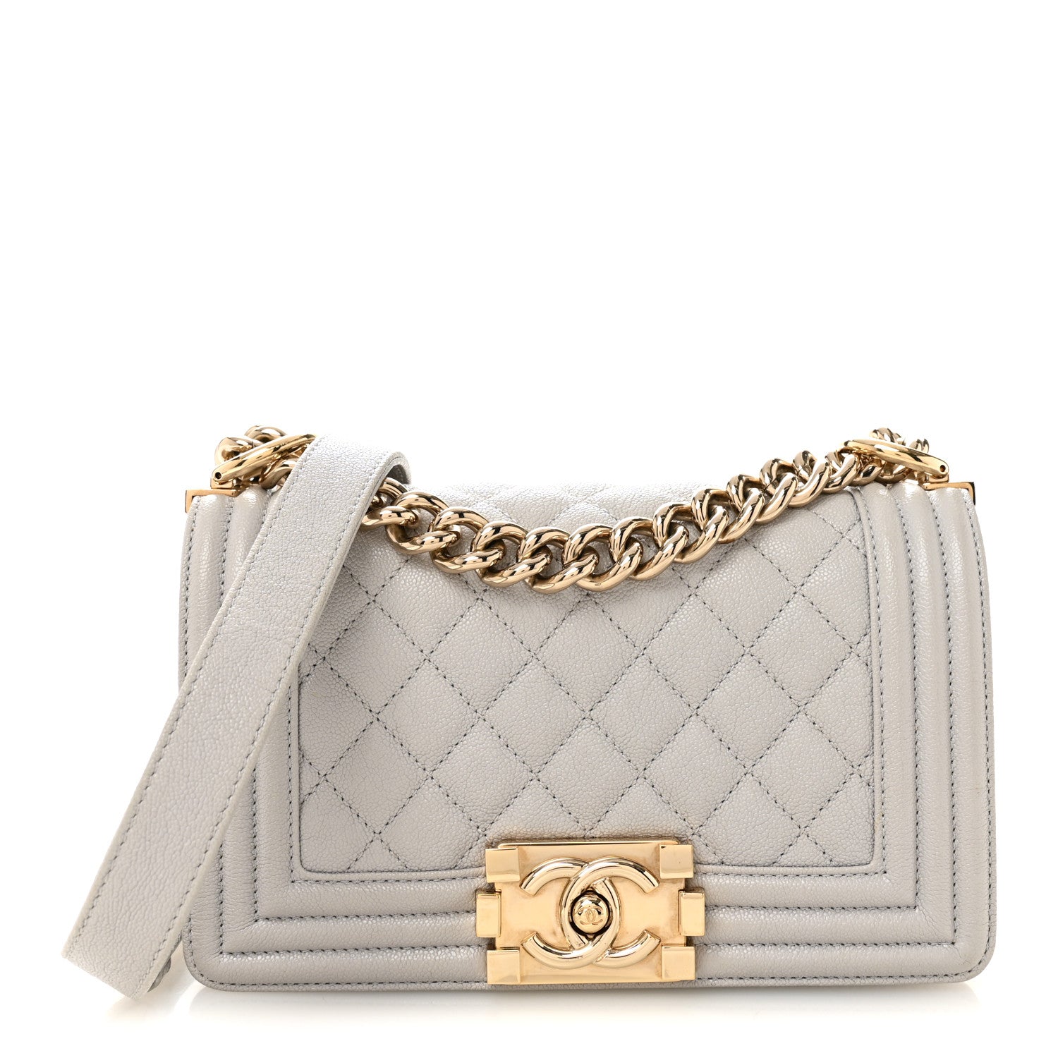 Chanel Caviar Quilted Small Boy Flap Light Grey 1 of 10