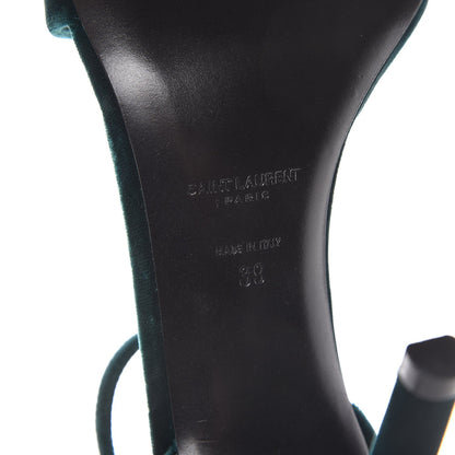 Saint Laurent Velvet Amber 105 Ankle Strap Sandals 39 Malachite 9 of 10