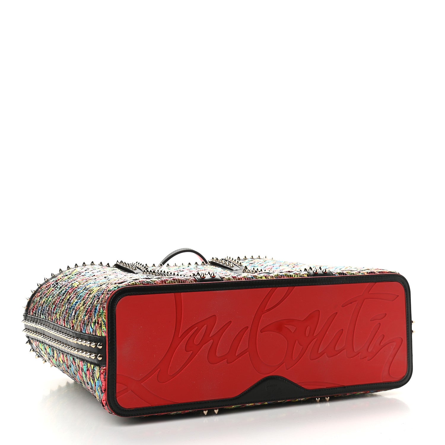 Christian Louboutin Calfskin Metallic Straw Spikes East West Cabata Tote Multicolor 4 of 8