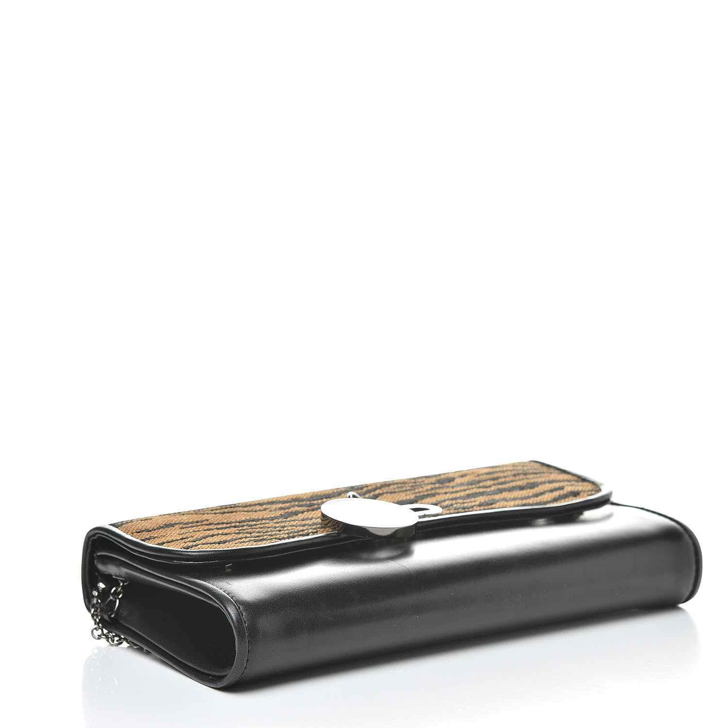 Christian Louboutin Calfskin Panama Tiger Riviera Clutch Black 4 of 17