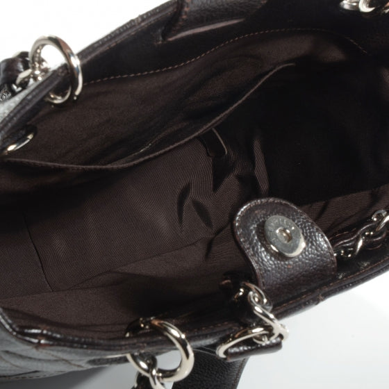 Caviar Petit Shopping Tote PST Dark Brown