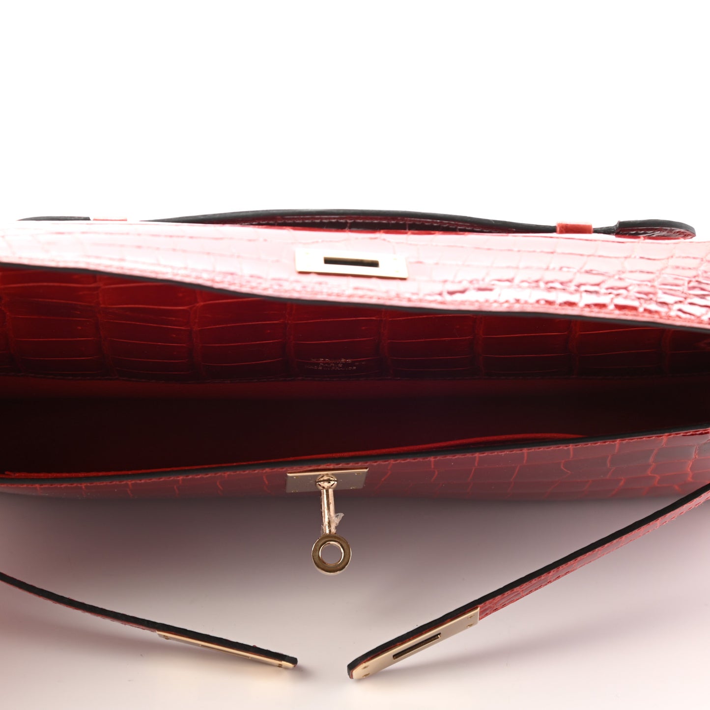 Shiny Niloticus Crocodile Kelly Cut Pochette Rouge H