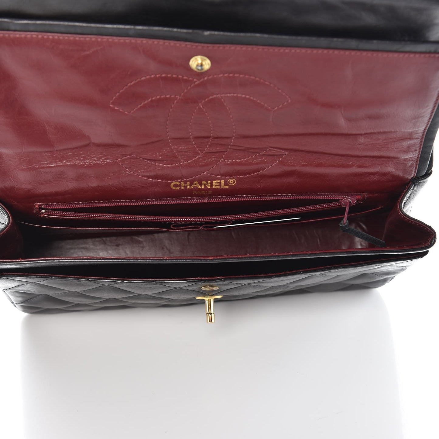 Lambskin Quilted Medium Double Flap Black