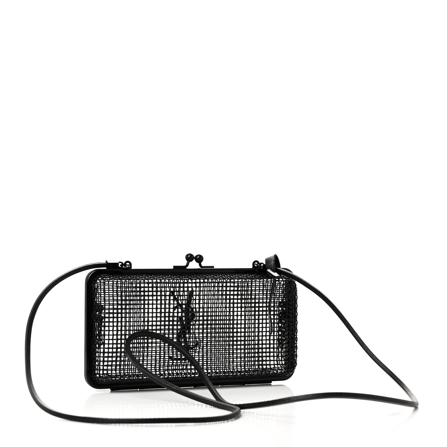 Brass Lambskin Monogram Cassandre Cage Bag Black