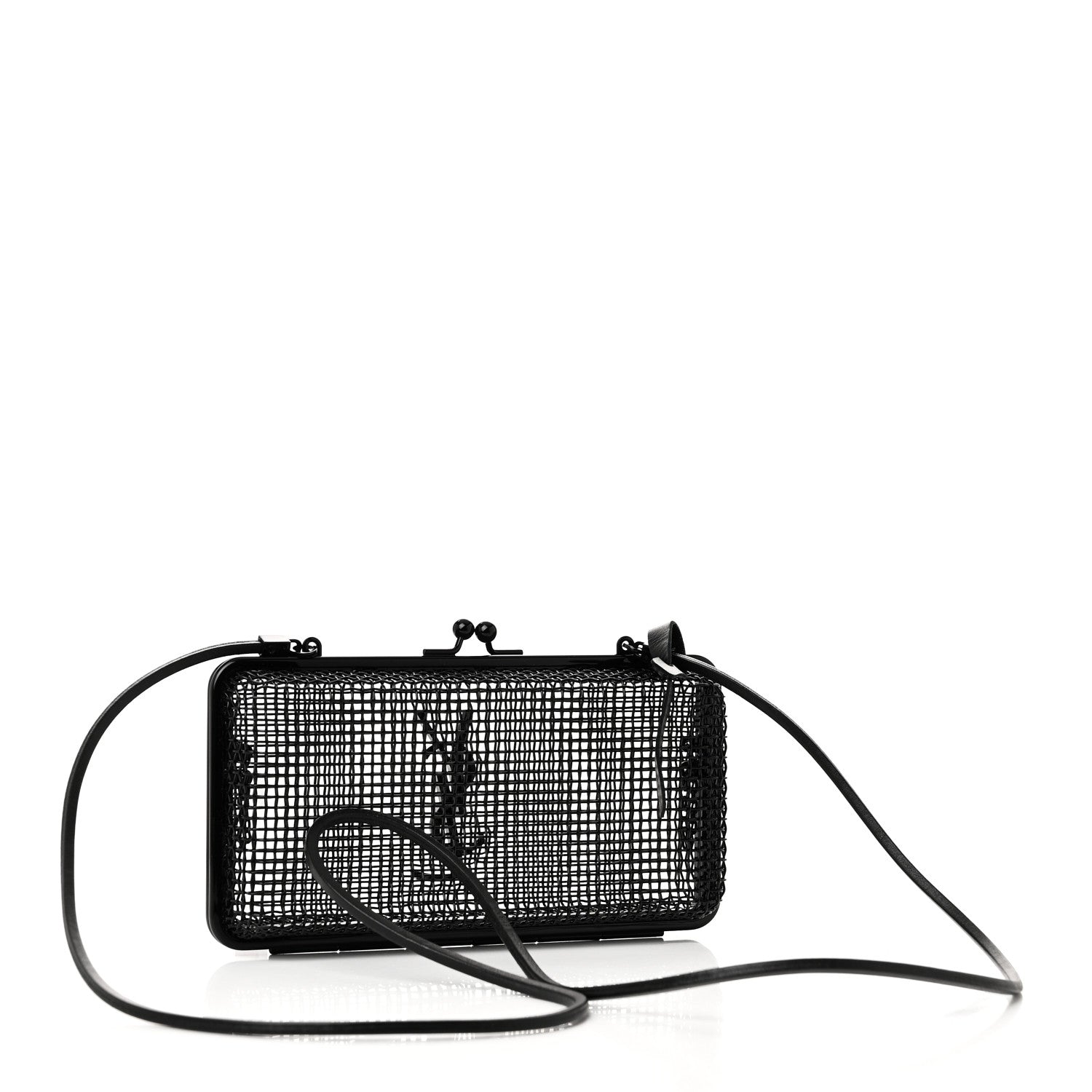 Saint Laurent Brass Lambskin Monogram Cassandre Cage Bag Black 3 of 10