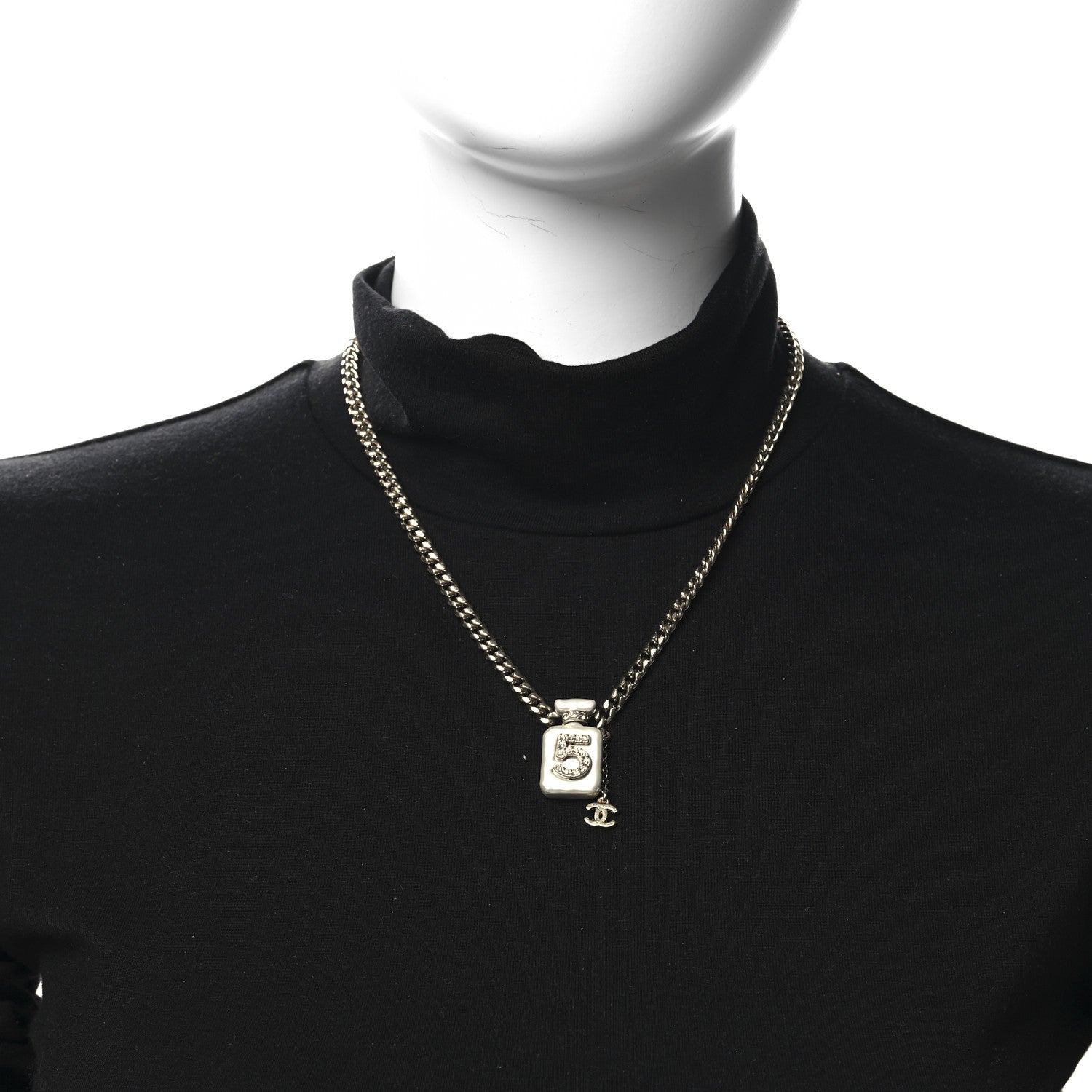 Chanel Resin Crystal CC No 5 Perfume Bottle Necklace 2 of 5