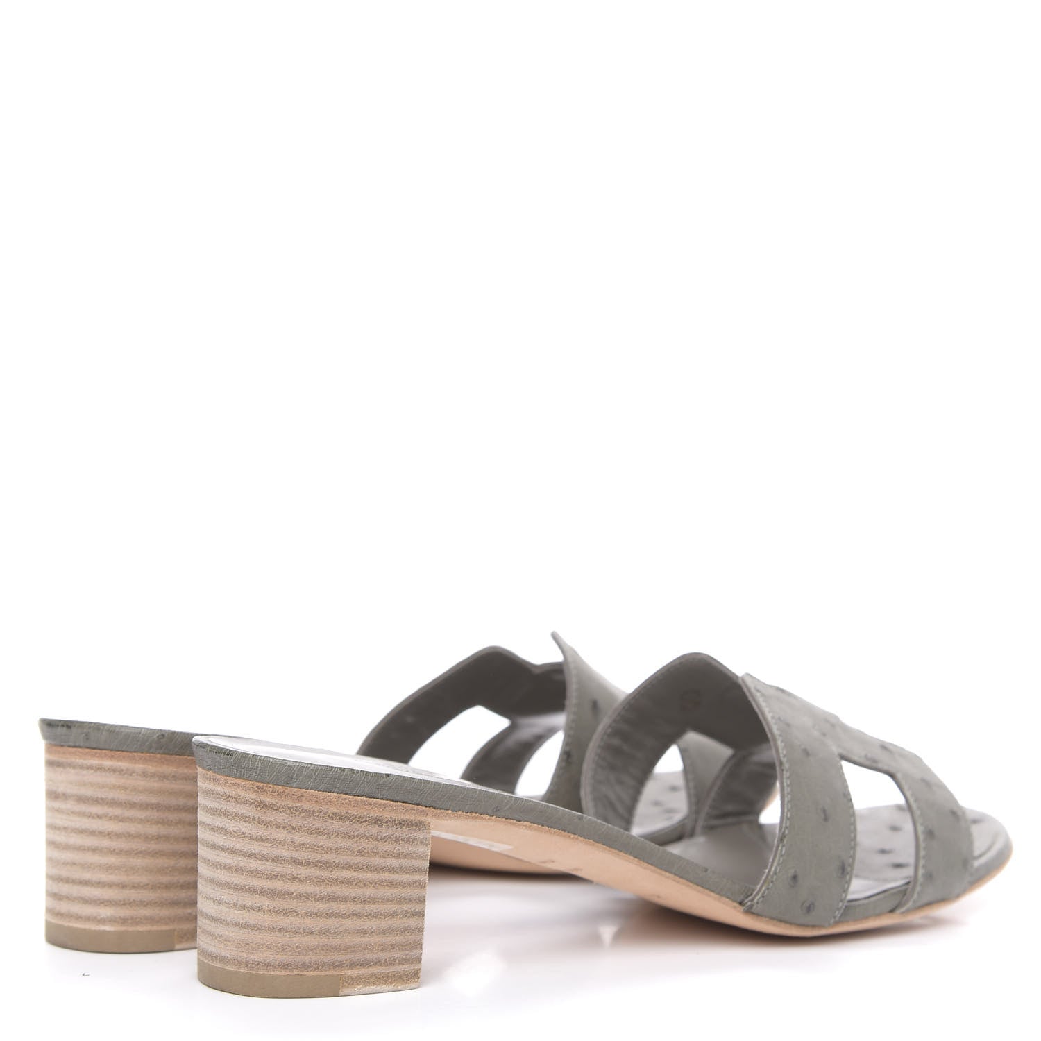 Hermes Ostrich Oasis Sandals 39.5 Gris Clair 4 of 8