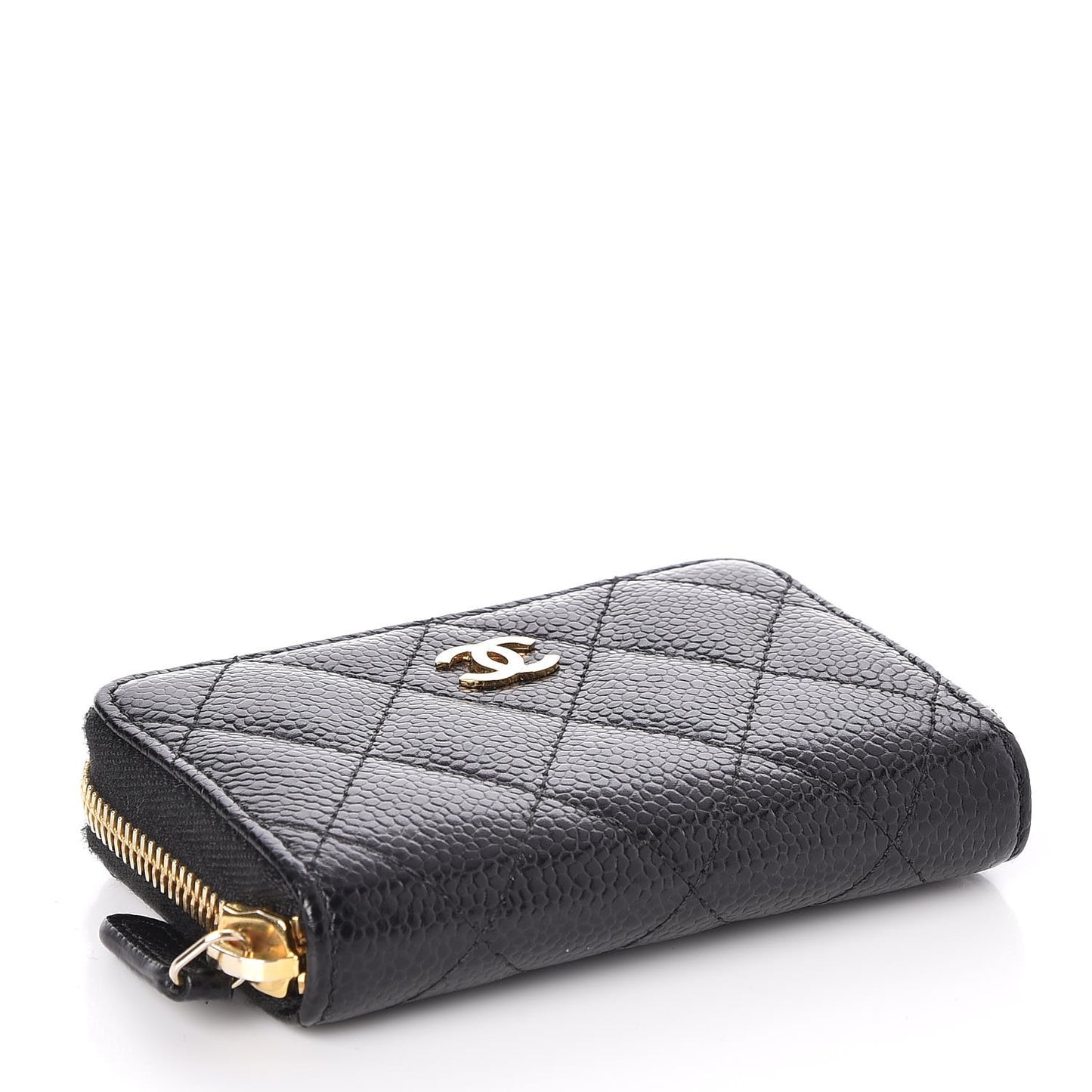 Caviar Quilted Zip Coin Purse Black