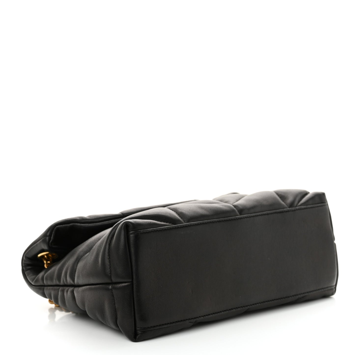 Lambskin Quilted Small Loulou Puffer Monogram Chain Satchel Black