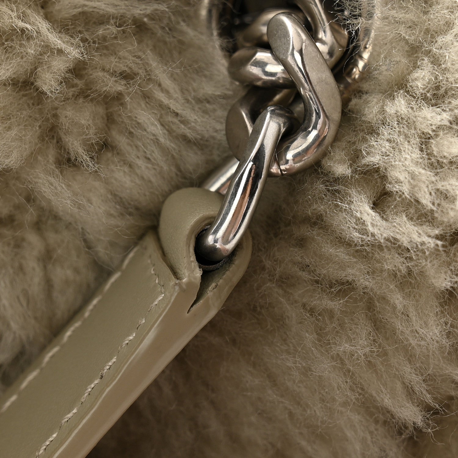 Saint Laurent Calfskin Shearling Monogram Medium Niki Chain Satchel Grey 11 of 11