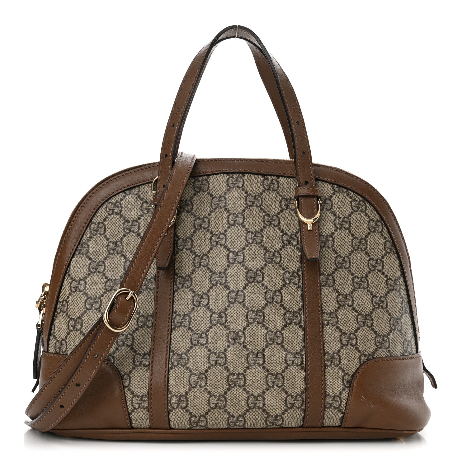 Gucci GG Supreme Monogram Margaux Calfskin Small Nice Top Handle Dome Bag Beige Ebony Acero 1 of 23