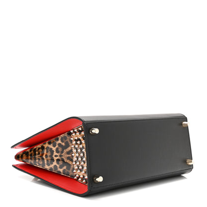 Christian Louboutin Calfskin Patent Leopard Spiked Medium Paloma Black 4 of 10