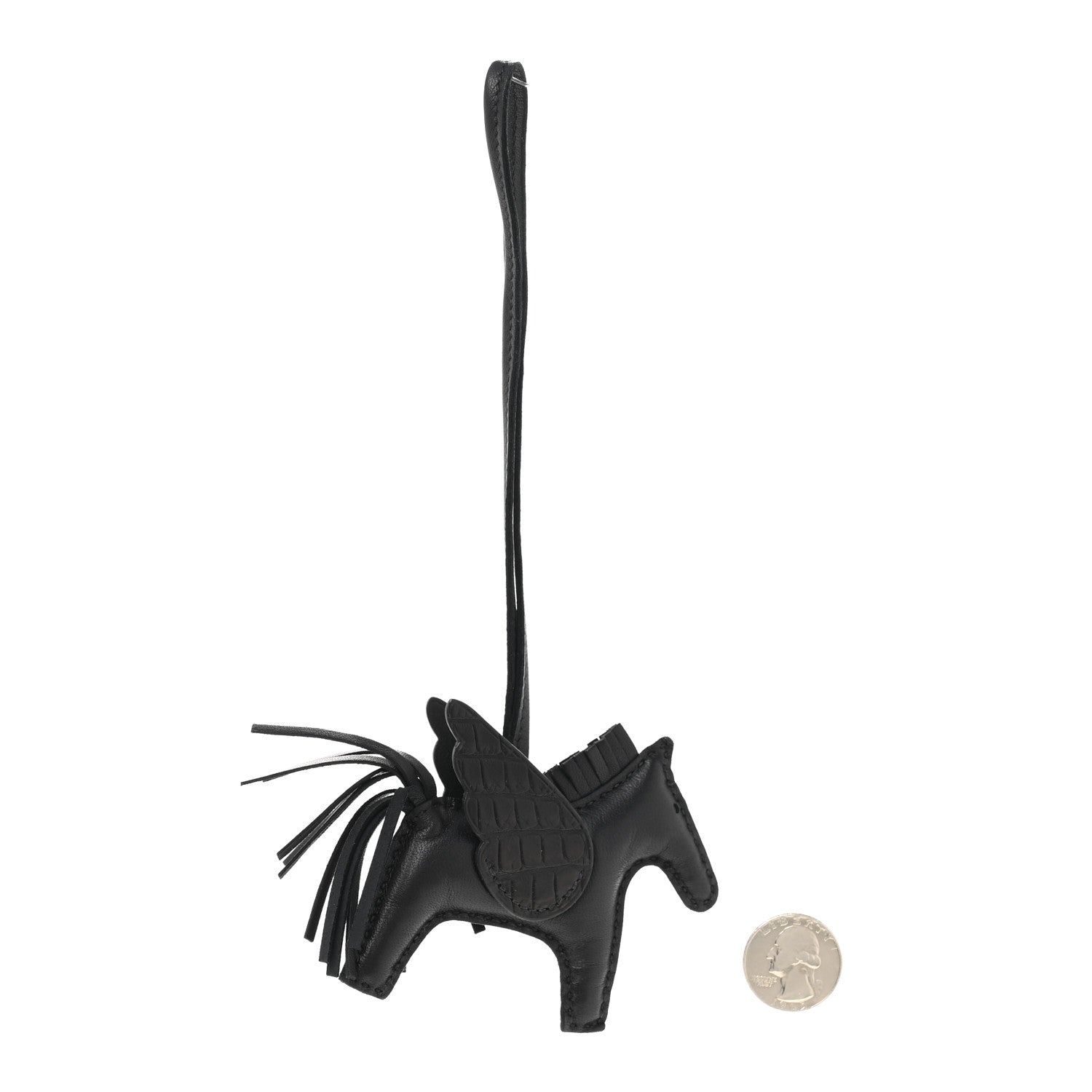 Hermes Milo Lambskin Matte Alligator Touch Grigri Rodeo Pegase Horse Bag Charm PM Black 2 of 5