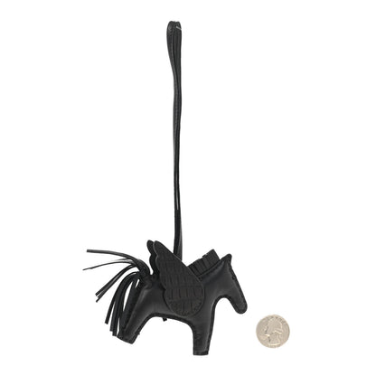 Hermes Milo Lambskin Matte Alligator Touch Grigri Rodeo Pegase Horse Bag Charm PM Black 2 of 5