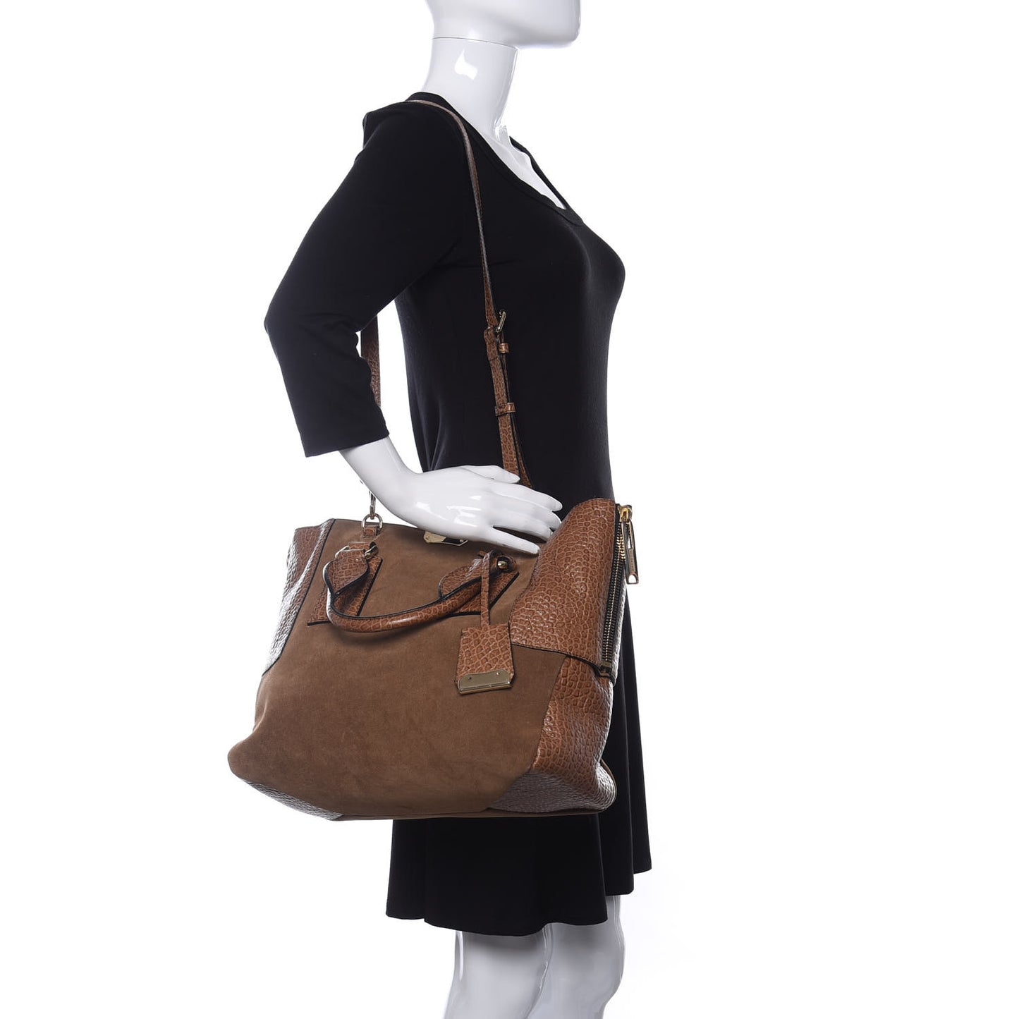 Signature Grain Suede Medium Callaghan Tote Camel