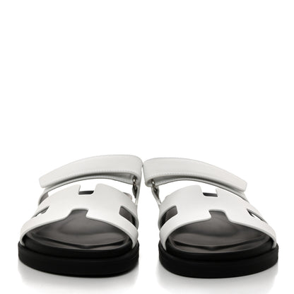 Hermes Calfskin Womens Chypre Sandals 37.5 White 2 of 9