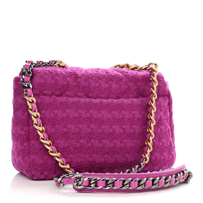 Chanel Tweed Quilted Medium Chanel 19 Flap Magenta 3 of 11