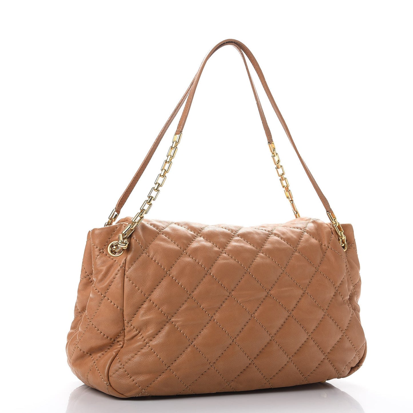 Calfskin Quilted Jumbo Retro Chain Accordion Flap Dark Beige