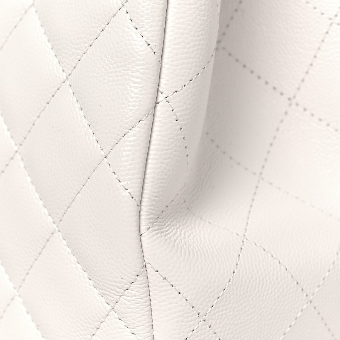 Caviar Quilted Large Classic Shopping Tote White