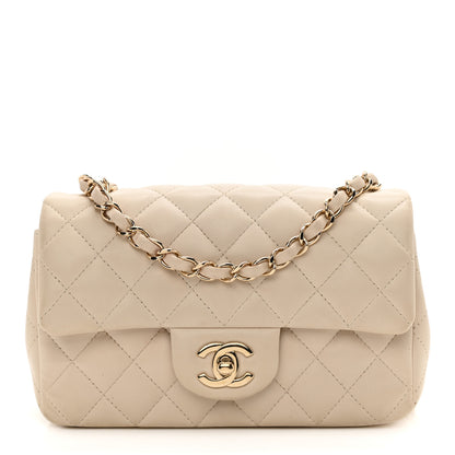 Chanel Lambskin Quilted Mini Rectangular Flap Light Beige 1 of 9