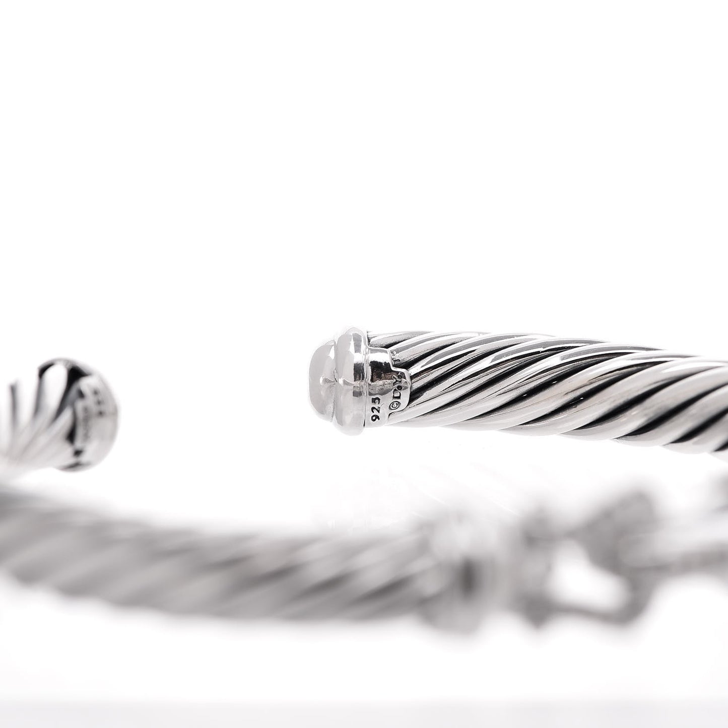 Sterling Silver Diamond 7mm Cable Buckle Cuff Bracelet