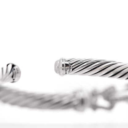 David Yurman Sterling Silver Diamond 7mm Cable Buckle Cuff Bracelet 4 of 5