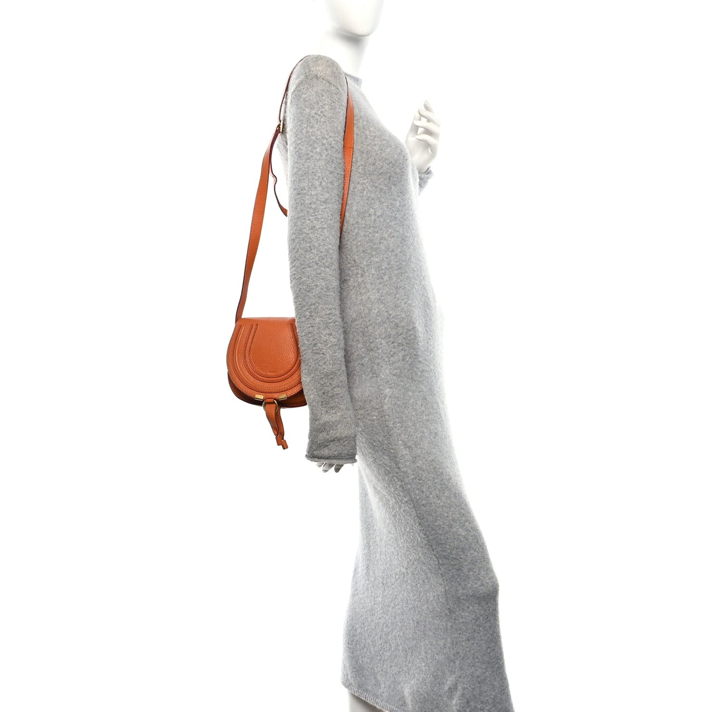 Grained Calfskin Small Marcie Saddle Bag Wood Rose